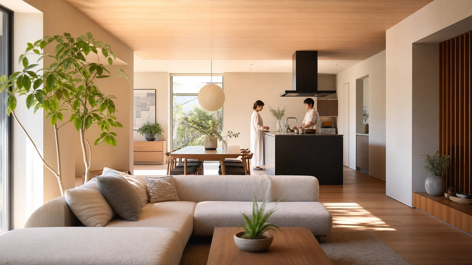 木の温もりを感じる高級住宅のリビングダイニング