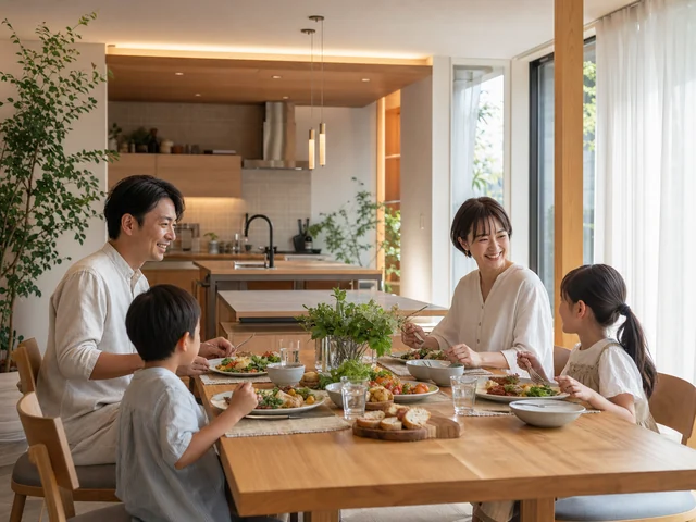 家族が食卓を囲むダイニング